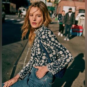 Sezane Eglantine Blouse Marine, Size 34 (US 2/XS)